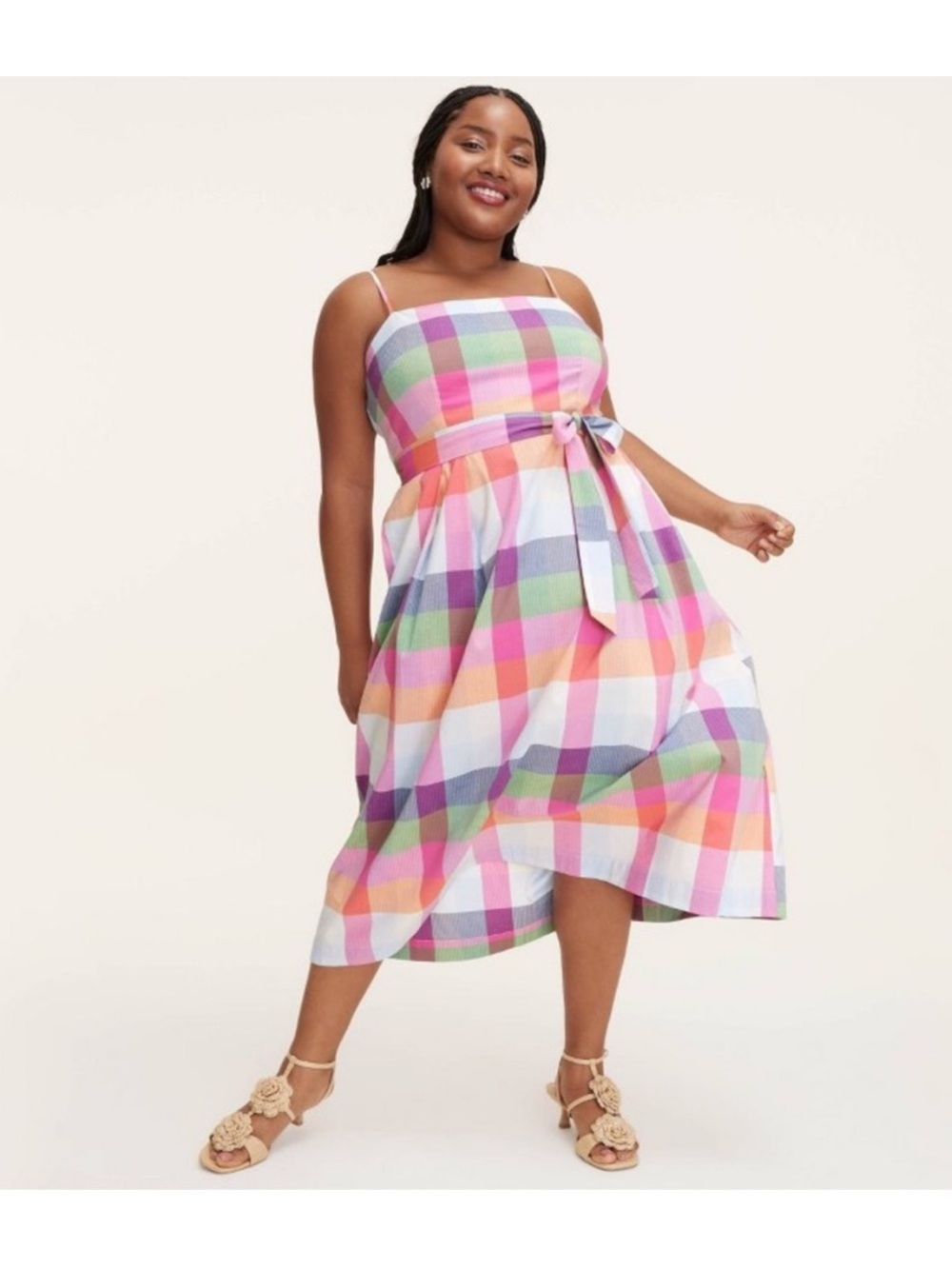 Kate Spade New York x Target Multi-Color Plaid Midi Dress with Waist Tie
